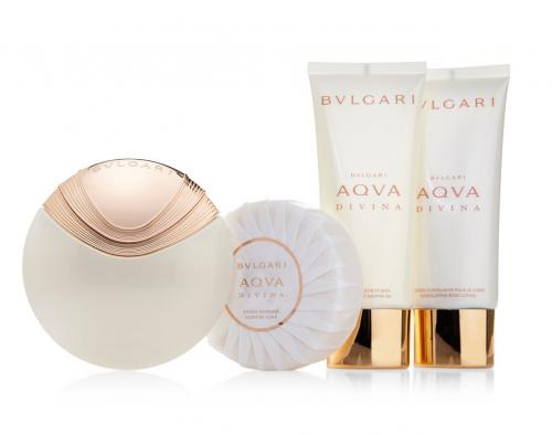 Obrázok Bvlgari AQVA Divina darčeková sada III.  toaletná voda 65 ml + mydlo 50 g + sprchový gel 40 ml + telové mlieko 40 ml + kozmetická taška 