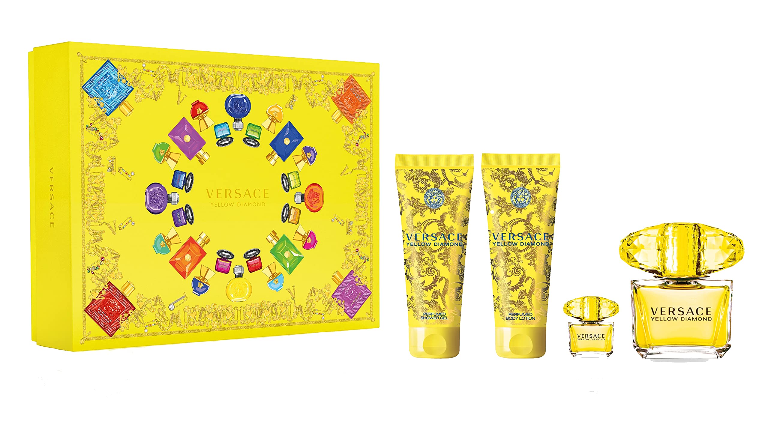 Obrázok Versace Yellow Diamond EDT 90 ml + telové mlieko 100 ml + sprchový gél 100 ml + EDT 5 ml darčeková sada